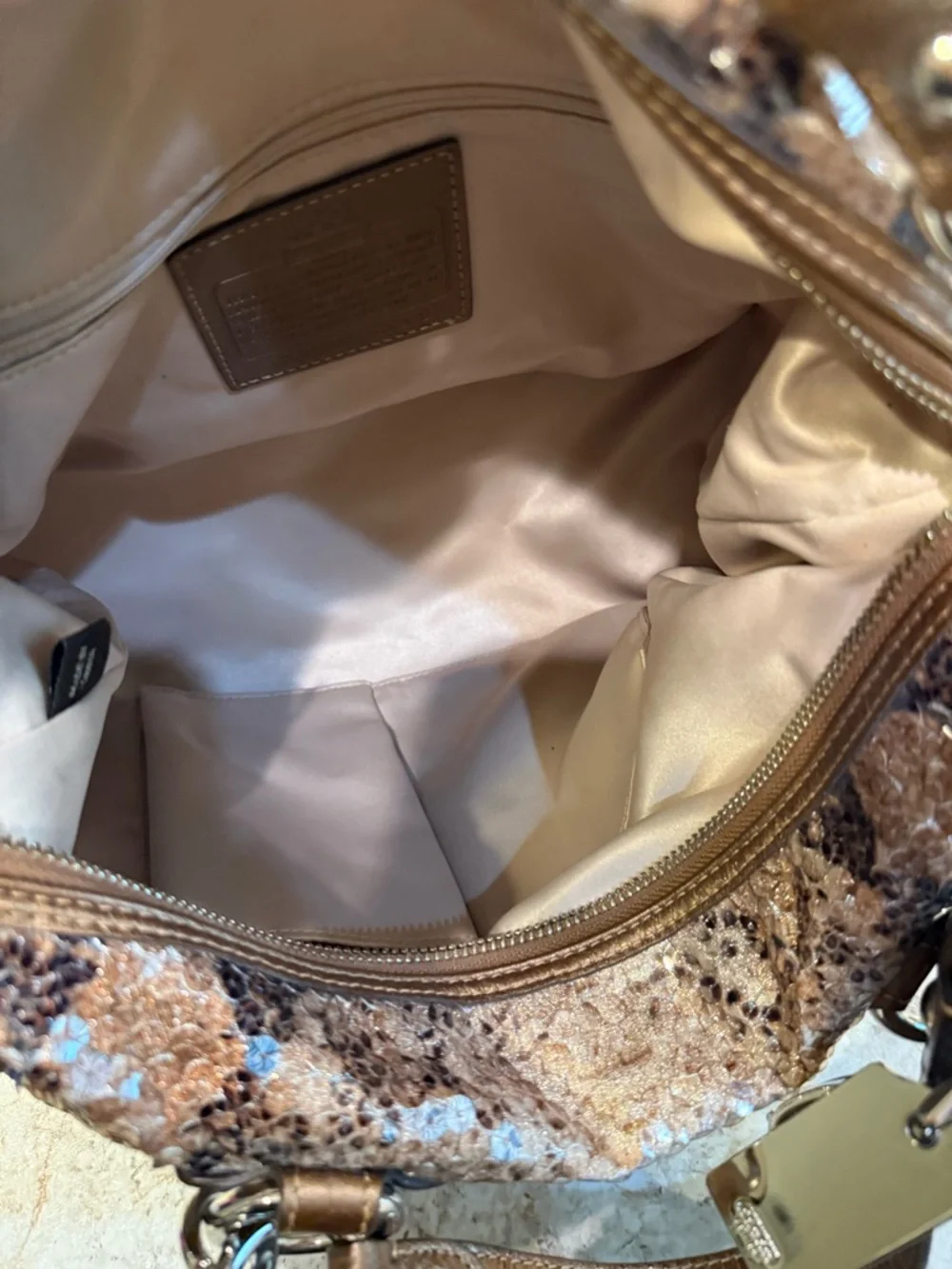 Coach Bronze Sequin Satchel